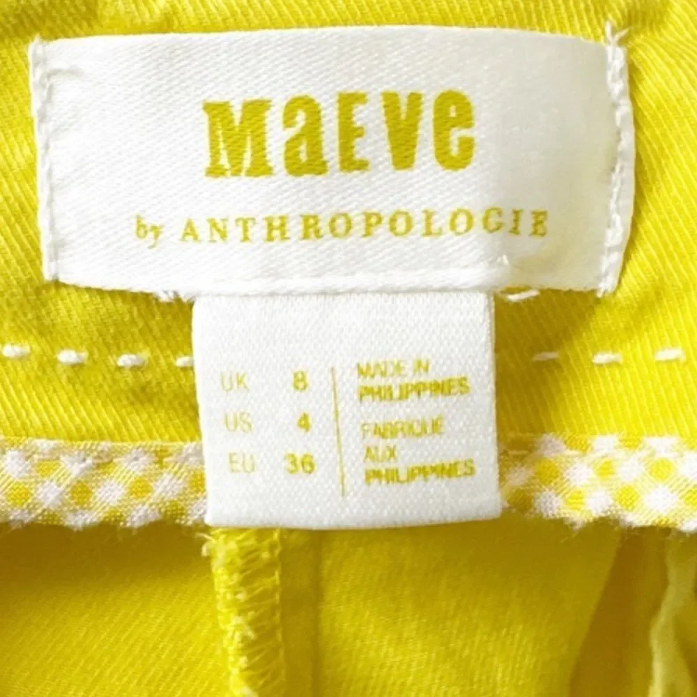 Anthropologie Maeve Bright Yellow Tennis Pleated High Rise Skort Size 4